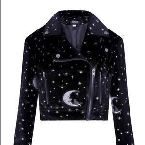 Collectif Outlaw Midnight Moon Velvet Biker Jacket uk xxl